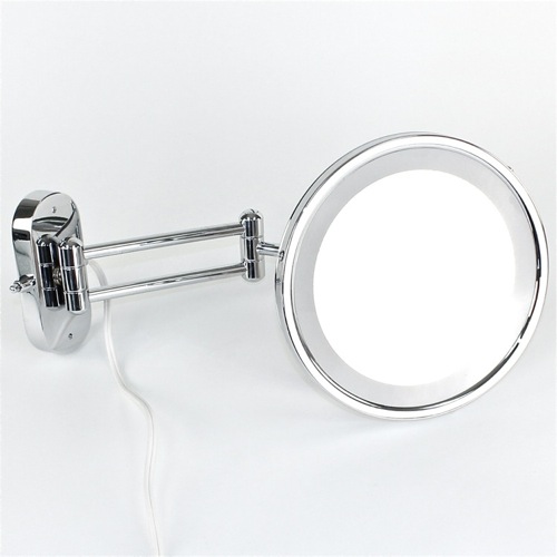 Makeup Mirror, Windisch 99183D, Chrome Wall Mounted Lighted Brass 3x Magnifying Mirror 99183D